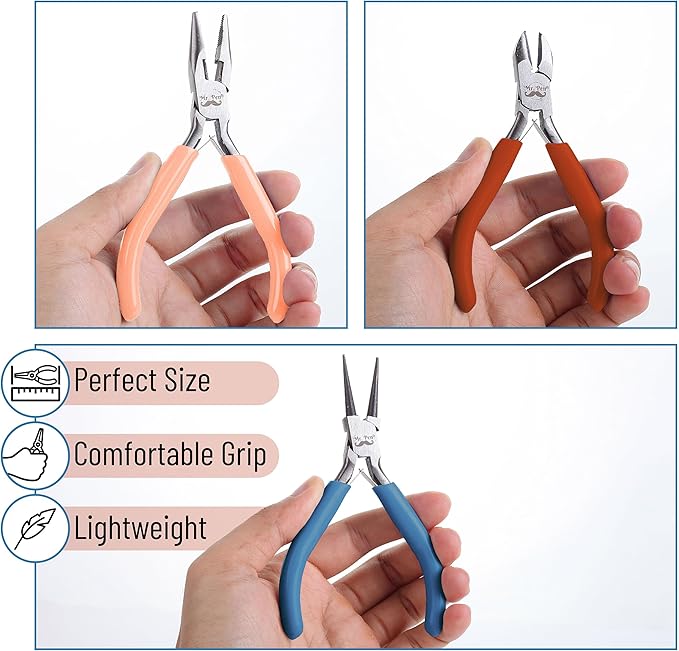 Mr. Pen- Jewelry Making Kit, 3 Pack Pliers, Mini Wire Cutters, Chain Nose and Craft Pliers for Earrings and Jewelry