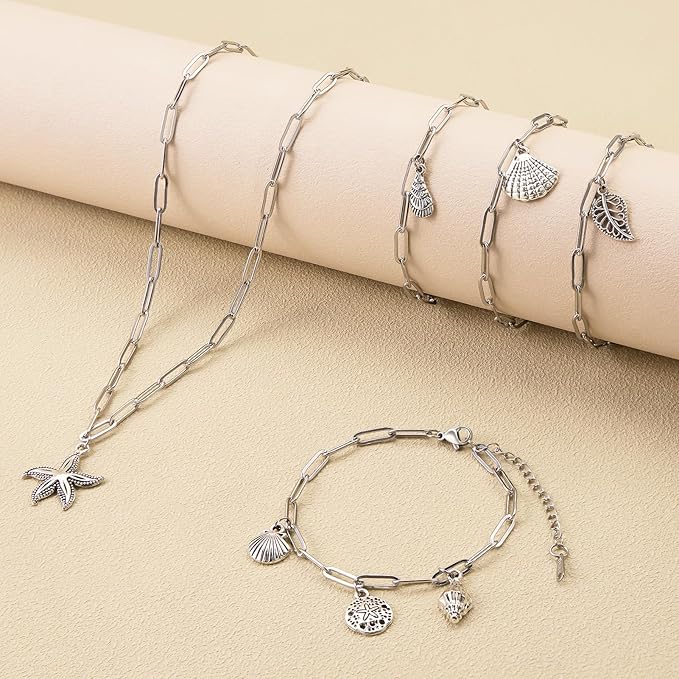 SMYHTGLIF 20 Pack Stainless Steel Bulk Necklace Bracelet Chain for Jewelry Making 4mm Paperclip Necklace Bracelet Chains for Women