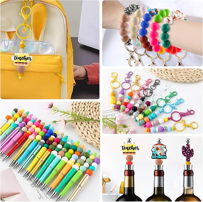 150Pcs 15mm Silicone Beads for Keychain Making Bracelet Necklace, Bulk Round Silicone Beads for Pens(Deep Peach)