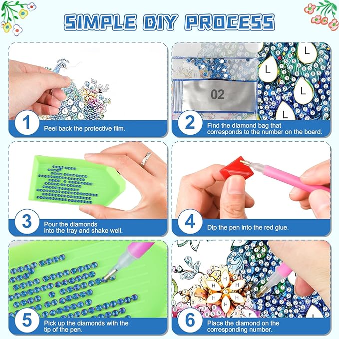 KEYIFA Diamond Painting Kit, DIY Peacock Diamond Art Hanging for Adults Beginner, Gem Arts Pendant Special Shaped Rhinestone Window Ornaments Wall Door Garden Decoration Gift, Double Sided