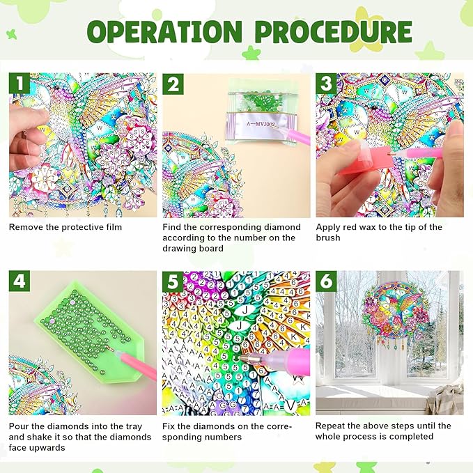 MAXBYE Hanging Diamond Art Kits for Adults Hummingbird, Special Crystal Double Sided Pendant DIY Diamond Art Painting Kits for Beginners Gift Wall Home Decoration