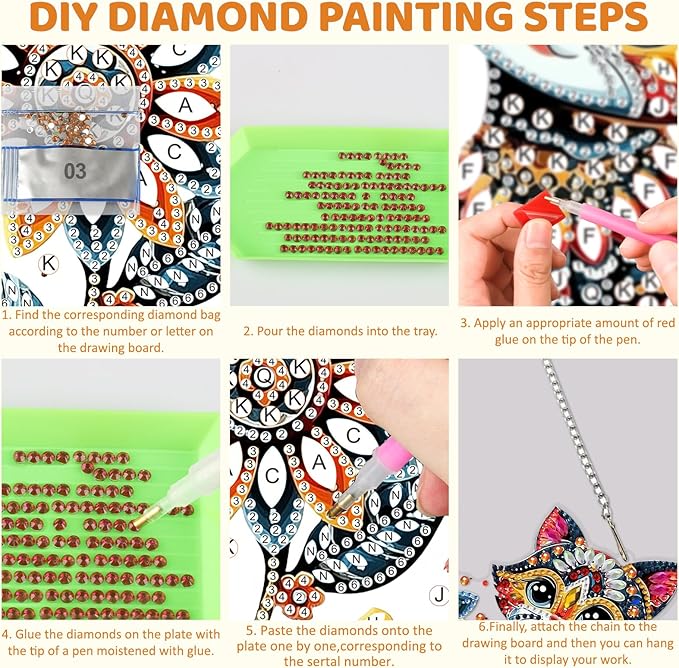 MEIYUDA Flower Cat Diamond Art Hanging Kits for Adult, Colorful Cat Diamond Painting Hanging Kits Ornaments, DIY Special Shaped Rhinestone Window Pendants Kit for Home Garden Wall Decor Gift