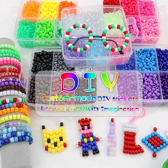 5700Pcs Pony Beads Bulk,30 Colors Rainbow Kandi Bead for Hair Braiding Friendship Bracelet Making Kandi Jewelry Key Chains DIY Crafts Chirstmas Gifts