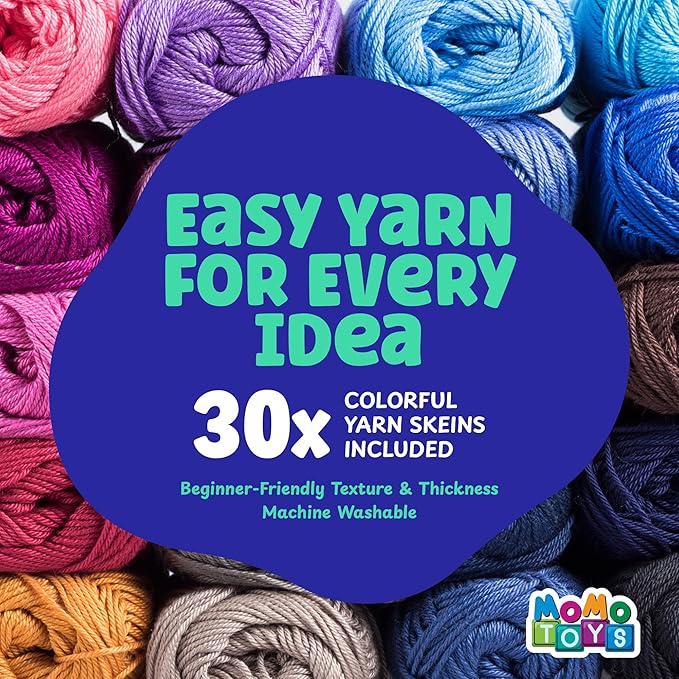 MOMOTOYS Crochet Kit for Beginners, Crochet Hook Set with Yarn Set,Crocheting Kit, 97PCS with Crochet Book and Bag, Crochet Kits for Beginners Adults, Crochet Accessories and Supplies