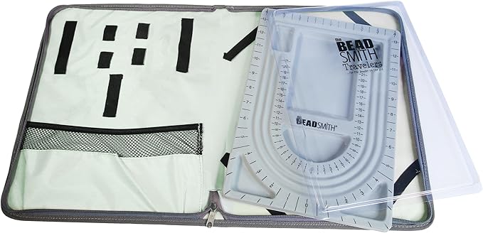 The Beadsmith Bead Folio – Basic Elements – 28” U Channel Bead Board with Lid and a Zippered Storage Case – Keep Your Designs, Beads & Tools Secure – Jewelry Making Supplies