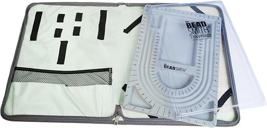 The Beadsmith Bead Folio – Basic Elements – 28” U Channel Bead Board with Lid and a Zippered Storage Case – Keep Your Designs, Beads & Tools Secure – Jewelry Making Supplies