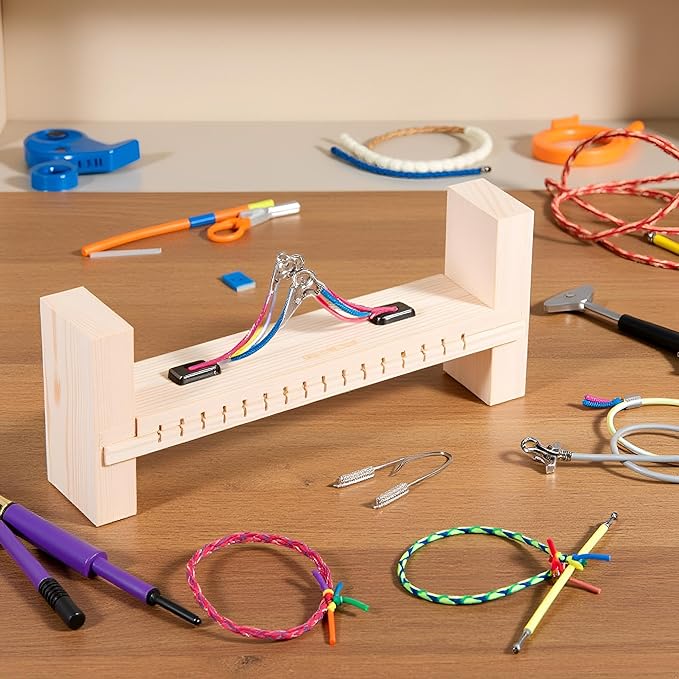 Cauaoa Paracord Jig Bracelet Makers | Wooden Jig Bracelet Maker with Bracelet Makers Knotters Tool Kit,Jig Bracelet Braiding and Weaving DIY Craft Tool Kit Braiding Weaving, Arts, Crafts and Sewing