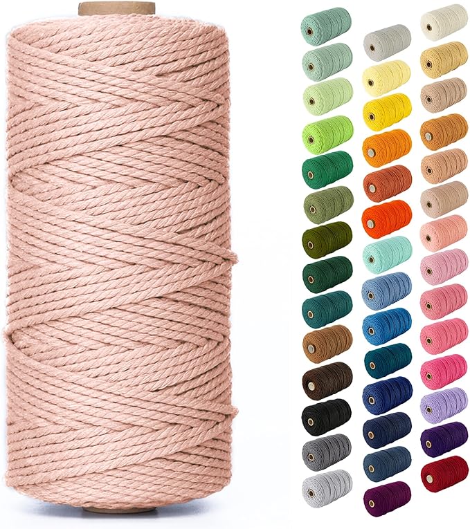 Nook Theory Macrame Cord - 3mm 109 Yards Cotton Rope, 4mm 5mm Yarn, String for Crafts, Perfect for Macrame Wall Hanging and Boho Decorations (Pearl)