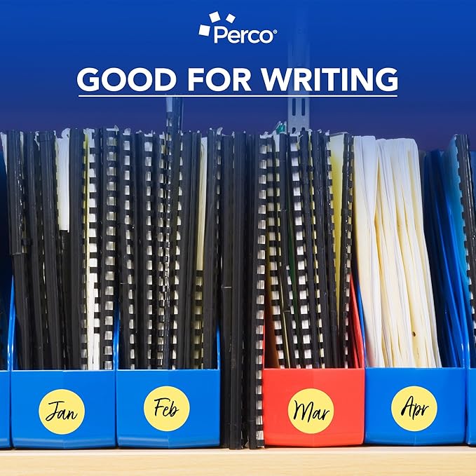 perco metallic gold 2-inch perforated circle dot sticker labels — 250 round stickers per roll — with permanent adhesive for awards, product seals, gift packaging, event marking & more — made in usa