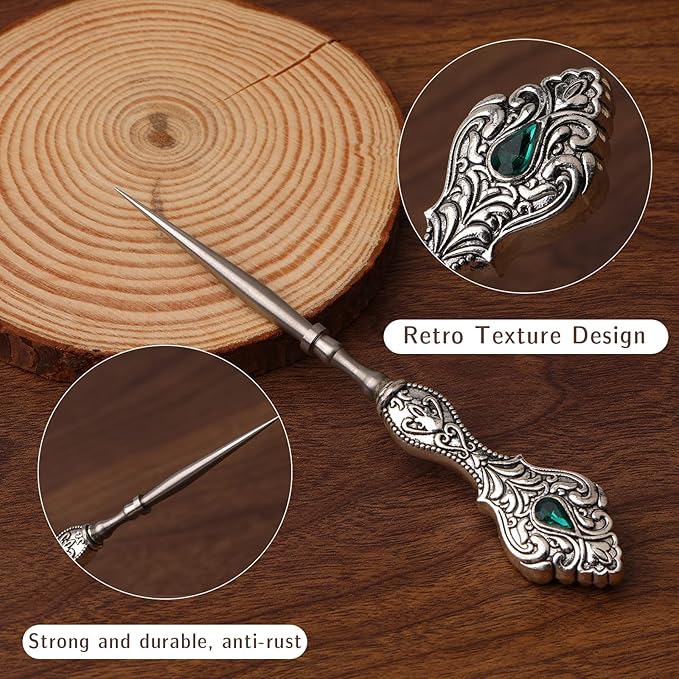 kdafio Embroidery Scissors Kits, Vintage Scissors European Style Sewing Tools with Embroidery Scissors, Sewing Awl, Sewing Needle Case, Complete Sewing Kits for Embroidery and Craft Art Work (Silver)