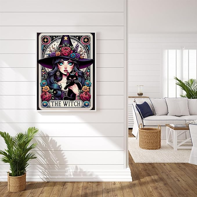 Woman Diamond Art Kits for Adults, 5D Black Cat Diamond Painting for Beginners, Diamond Dot, Dimond Art Paintings Kit, Gem Painting Kit, Crafts for Adults, Crystal Home Wall Decor Gifts (12x16inch)