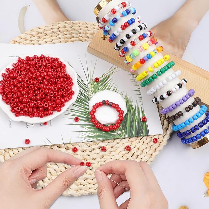 Red Pony Beads - 1000 Pcs Plastic Beads for Friendship Bracelets, Hair Braiding & Jewelry Making - 6x9mm, Large Hole