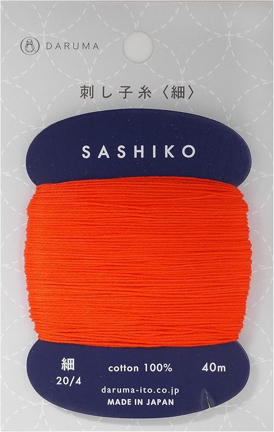 Sashiko Thread Thinner Weight 40m Col. 212 -Orange Red- Japanese Embroidery & Quilting by Yokota