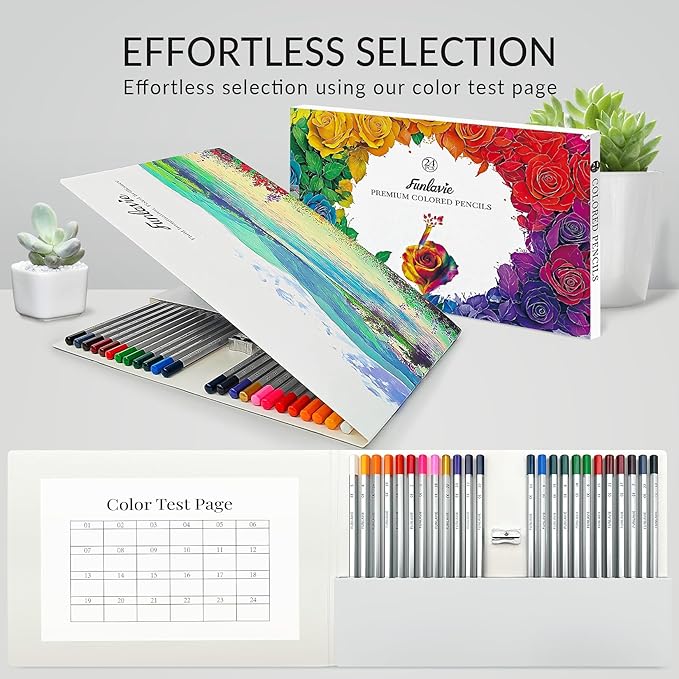 24 Colored Pencils for Adult Coloring Books,Drawing Pencils for sketching & Painting, Soft Core Oil-Based Coloring Pencil Set with Sharpener for Teens, Artists and Beginners