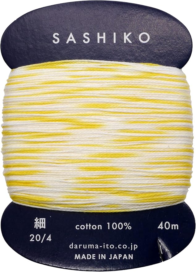 Yokota Daruma Sashiko Thread Single and Variegated Color (Lemon Squash, Thin 40M Card)
