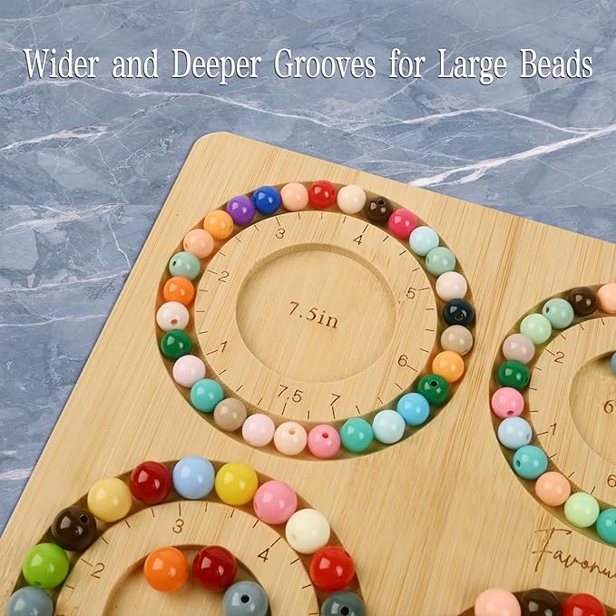 Favonuovy Bead Boards for Jewelry Making Bamboo Bracelet Making Bead Tray 5" 5.5" 6" 6.5" 7" 7.5" All in Inches Wooden Bracelets Sizer Measurement Design Tool Beading & Jewelry Making Supplies