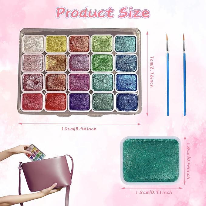 40 Color Forestry Shifting Watercolor Painting Set，Metallic Color Watercolor Paints，Glitter Water Colour Solid Paint Box for Kids Adults Beginners Artists