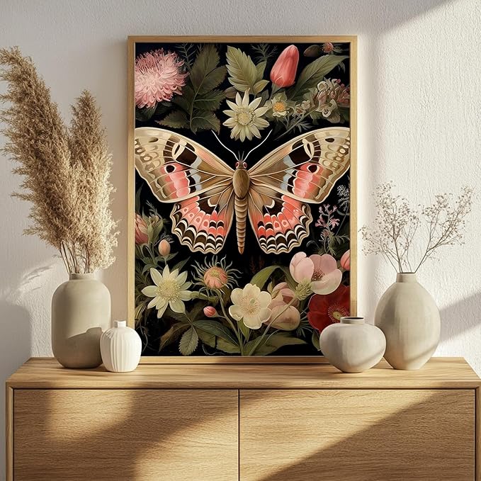 Paint by Numbers for Adult, Moth Paint by Numbers Kit for Adults Beginners, DIY Acrylic Oil Painting Kits with Brushes for Home Wall Decor 16x20Inch