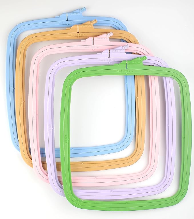 nurge 5pcs plastic large square embroidery hoops, cross stich hoop, punch needle hoop multicolor
