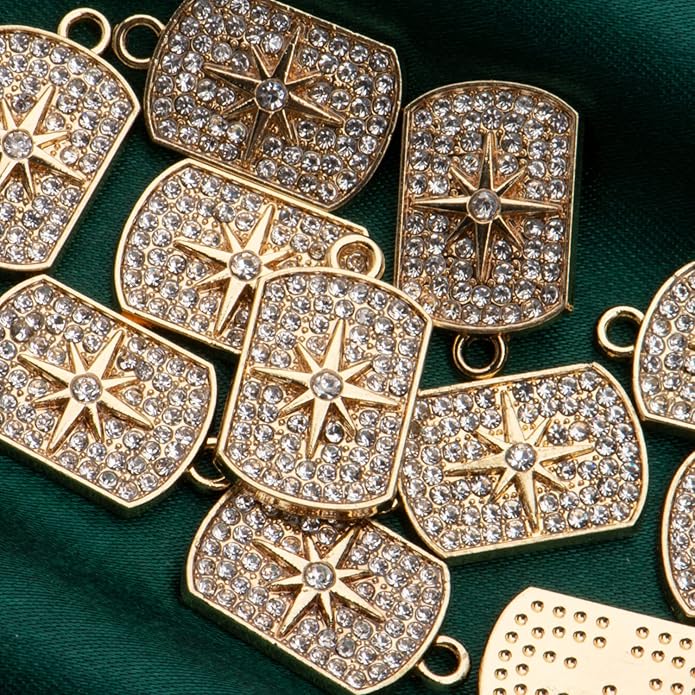 Pack of 20 Rhinestone Charms Gold Plated Pendants Pave Crystal Accessories for Necklace Bracelet Jewelry Making DIY Crafting