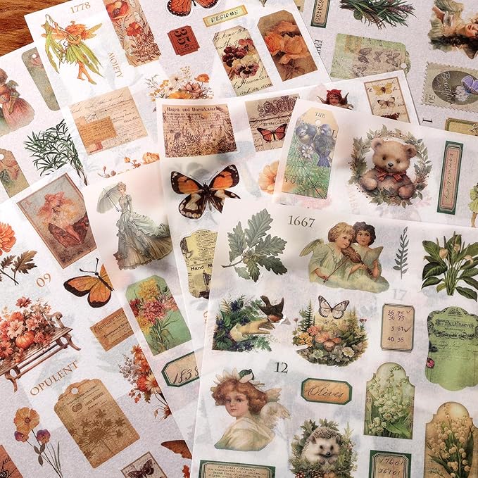 Vintage Scrapbook Stickers 24 Sheets 480 Precut People Stickers for Scrapbooking Washi Sticker for Journaling Vintage Junk Journal Supplies