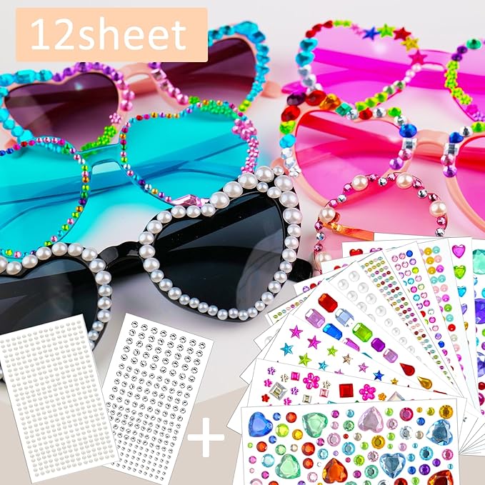 3500pcs gem stickers jewels for crafts，12 sheets rhinestone stickers for diy craft，stick on gems rhinestones for crafts, kids art supplies (self-adhesive sparkle jewels)