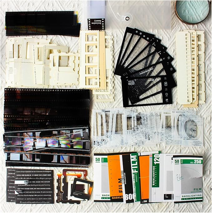 Diuhofart 94Pcs Scrapbooking Supplies Kit, Old Film Strips Photo Frames for Junk Journal Supplies, Scrap Booking Cutouts Papers Scrapbook Materials, Quote Stickers for Journaling, Collage