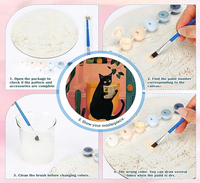 2Pcs Paint by Number Kit 16x20inch Adorable Black Cat Bathroom Scenes Set, DIY Painting for Adults Kids, Ideal Home Decor and Relaxing Art Activity
