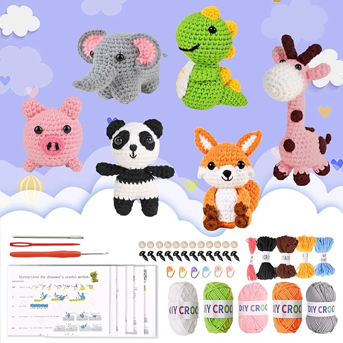 Wunila Crochet Kit for Beginners, 2026 DIY Craft for Adults, Great Gifts for Crochet Lovers, Crocheting Animals Kits with Step by Step Videos, Yarn,Crochet Hook, Birthday Gift, Holiday Gift