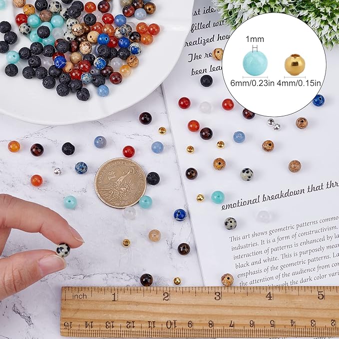 SUNNYCLUE 1 Box Solar System Planet Bead Natural Gemstone Beads 6mm Bulk Multilayer Beading Bracelet Making Kit Lava Rock Loose for Jewelry Making Universe Galaxy Sewing Scissors