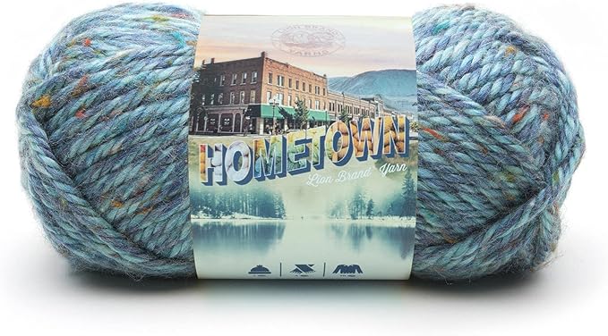 Lion Brand Yarn Hometown Yarn, Super-Bulky Yarn for Knitting, Crocheting, and Crafting, 1 Pack, Key Largo Tweed