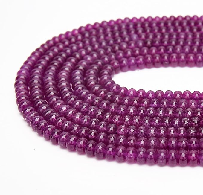 2 Strands (150PCs) Purple Jade Rondelle Beads, 5 * 8mm Gemstone Loose Spacer Abacus Disk Beads for DIY Bracelet Necklace Earrings Jewelry Making, Craft Supplies Beading Kit