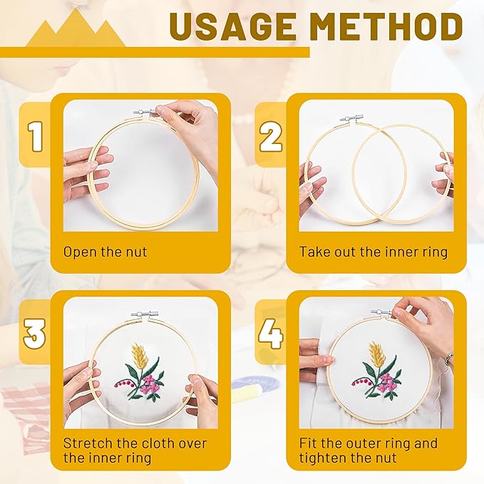 giemson embroidery hoop 4 inch 12 pieces small embroidery hoops bamboo circle cross stitch hoop for embroidery art craft sewing