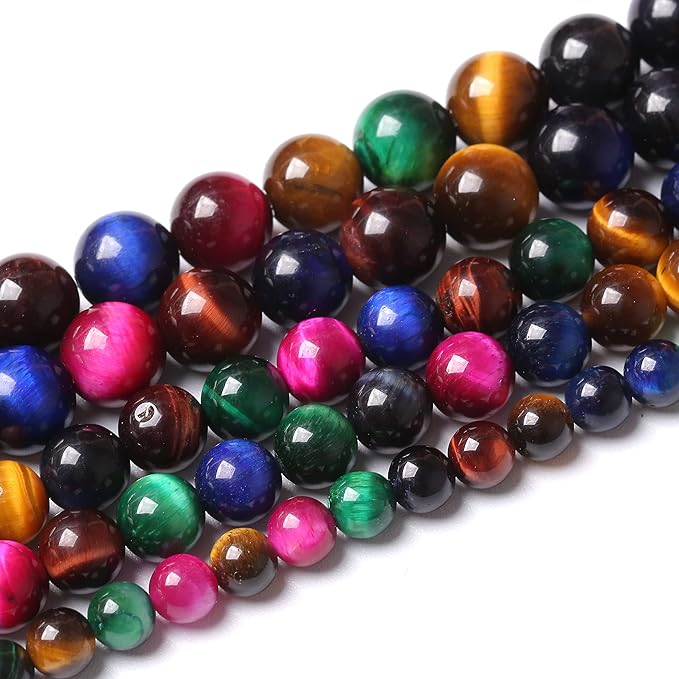 32pcs 12mm AAA Natural Colorful Tiger Eye Stone Beads Gemstone Round Spacer Loose Beads for Jewelry Making DIY Bracelet Necklace