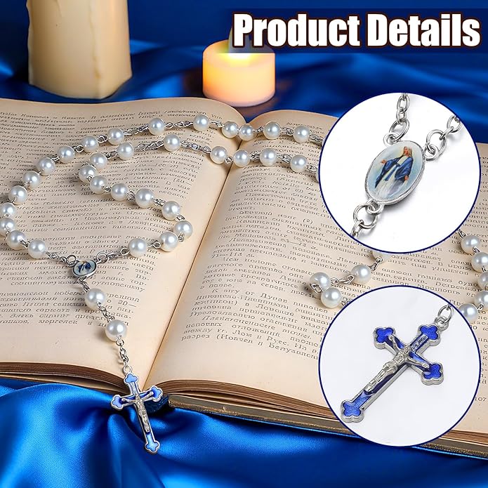 Rosary Making Kits Supplies Cross and Center Medal Charm Alloy Picture Religious Charms Crucifix Pendant for DIY Jewelry Making Prayer Bracelet Necklace Earring
