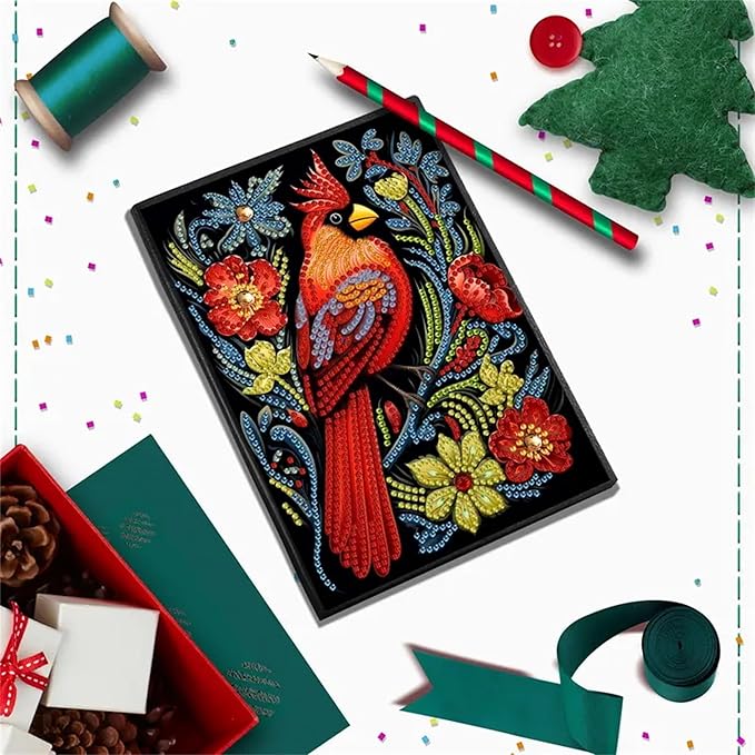 Bird Diamonds Painting Notebook for Adults, A5 Diamond Art Journal and DIY Sketchbook, Diamond Art Kit Supplies,Gift for Beginners, Craft Lovers, Artists. (Bird3)