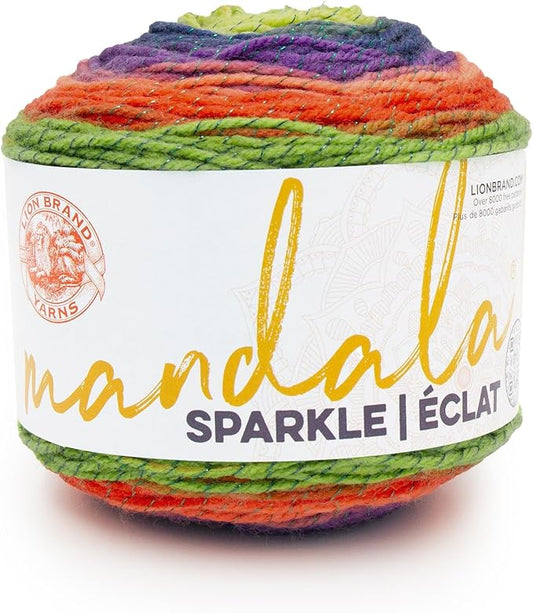 Lion Brand Yarn, Varigated Colorful Mandala Sparkle Yarn for Knitting and Crocheting, Monoceros, 1 Pack