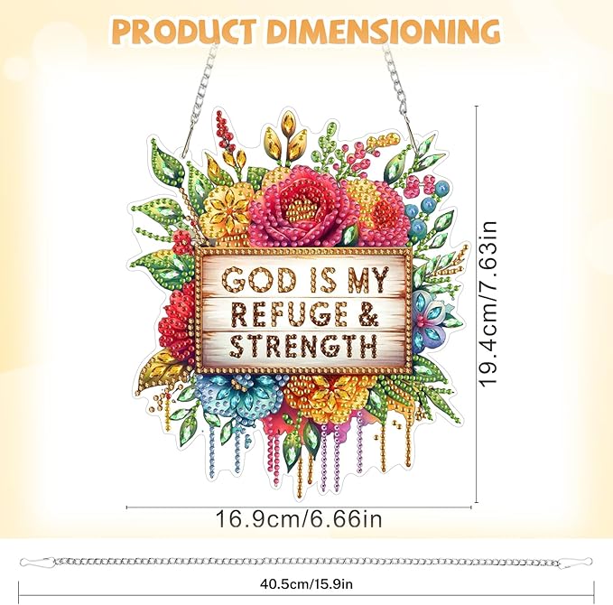 Bowetile Flowers Diamond Art Hanging Kits for Adults, Diamond Art Suncatchers Flower, 5D Special Shape Diamond Painting Pendant Window Ornament Easter Gifts for Home Wall Garden Decor