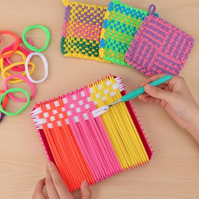 prebox weaving loom loop refill,7 inch 288 pcs in 8 vibrant colors, potholder loops, loom refill loops craft for kids