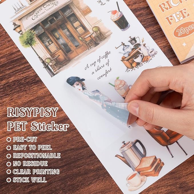 206PCS Pre-cut Junk Journal Stickers & Scrapbook Stickers: Aesthetic Journal Supplies for Planner, Scrapbooking, Card, Notebook | 20 Sheets
