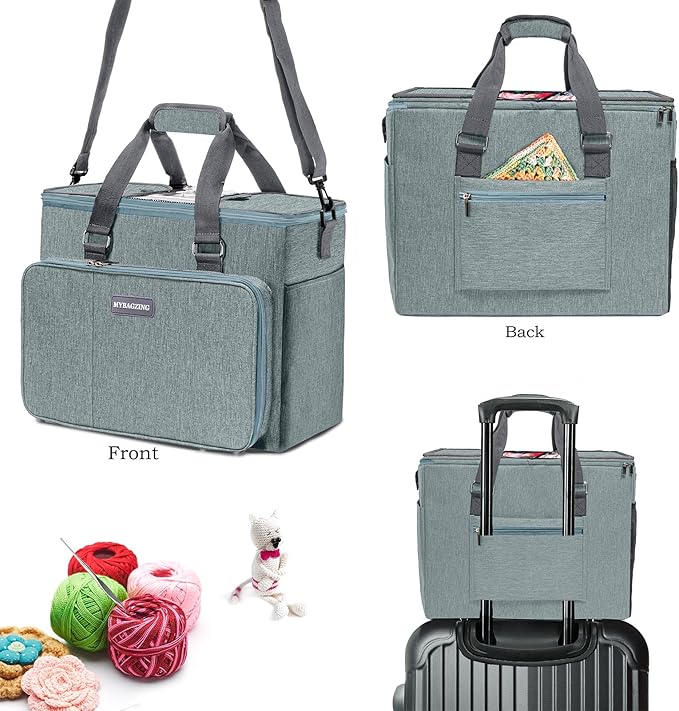 Knitting Bag, Large Crochet Bag, Crochet Tote Bag, Yarn Bags for Crocheting, Yarn Storage Organizer for Knitting & Crochet Supplies
