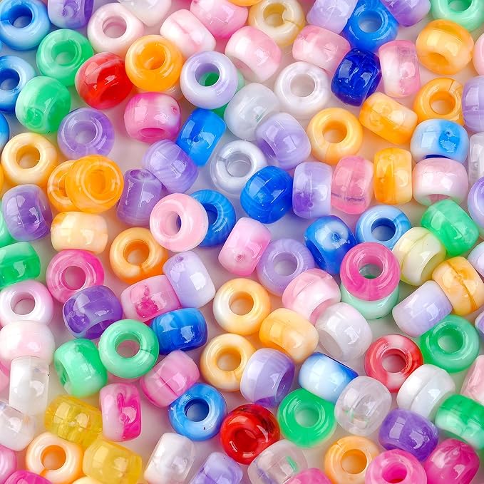 1000pcs Pony Beads, 15 Color Kandi Beads for Bracelets Making Kit, Hair Braids Crafts Jewelry Making Crafts Friendship Necklace Earrings DIY (Two Tone Color Mixing)