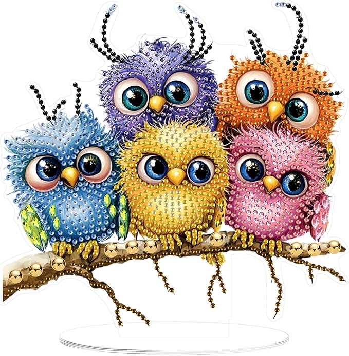 KEYIFA Diamond Painting Desktop Ornament, DIY Colorful Bird Diamond Art for Adults Beginner, Gem Arts Table Decor Special Shaped Rhinestone Crafts Home Desk Decoration Gift, Double Sided