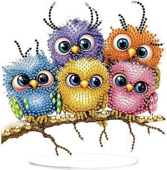 KEYIFA Diamond Painting Desktop Ornament, DIY Colorful Bird Diamond Art for Adults Beginner, Gem Arts Table Decor Special Shaped Rhinestone Crafts Home Desk Decoration Gift, Double Sided