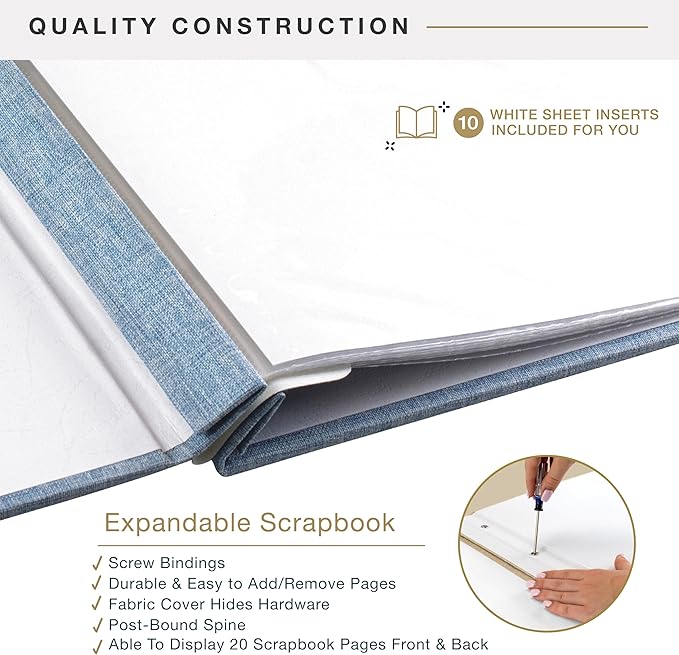 12x12 Fabric Scrapbook, Blue Fog