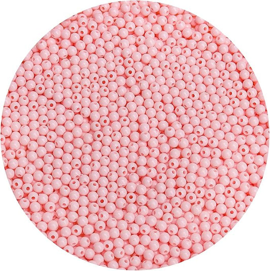 bonny boxx 2000pcs 4mm smooth light pink acrylic round beads, plastic resin bubblegum balls chunky gumball beads for necklace and bracelet making, crafting supplies