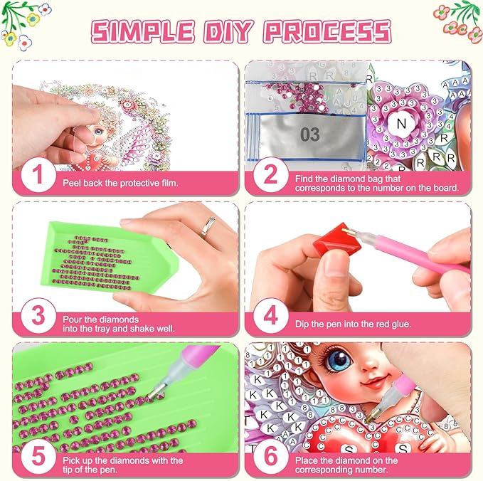 KEYIFA Valentine's Day Diamond Painting Kit, DIY Cupid Diamond Art for Adults, Diamonds Pendant Special Shaped Rhinestone Window Hanging Ornaments Home Garden Wall Door Decoration, 20cm Width