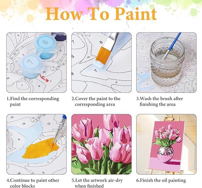 Framed Paint by Numbers Kit for Adults Beginner Disco Ball, Adult Paint by Number Kits on Canvas Framed Flower, DIY Acrylic Oil Painting by Numbers with Frame, Perfect for Home Decor 8 X 12 Inch