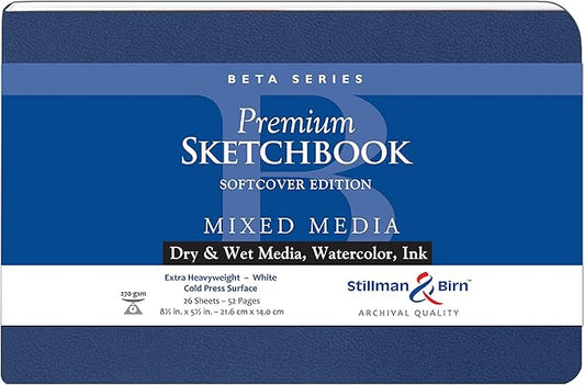 Stillman & Birn Beta Series Softcover Sketchbook, 8.5" x 5.5", 270 gsm (Extra Heavyweight), White Paper, Cold Press Surface