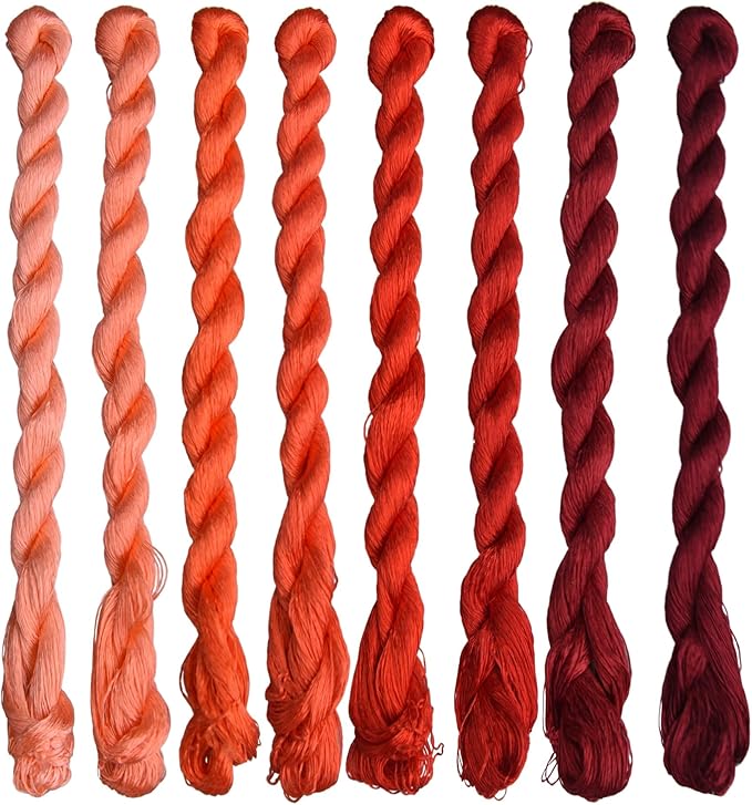 Natural 100% Silk Thread, Handmade Embroidery Thread Silk Floss 8 Colors 110m Each (42)